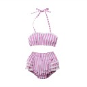 Girls' Two-Piece Swimsuit - Pink and White 5