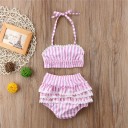 Girls' Two-Piece Swimsuit - Pink and White 7