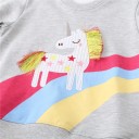 Girls' Unicorn and Rainbow Patch Sweatshirt with Round Neck and Long Sleeves 5