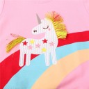 Girls' Unicorn and Rainbow Patch Sweatshirt with Round Neck and Long Sleeves 8
