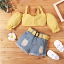 Girls' Vest and Denim Shorts 1