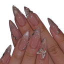 Glamour Set aus künstlichen Nägeln Mandel-Form Mittlere Größe 24 Stück Selbstklebende 3D Acryl Glitzer Nägel für die Hausmaniküre 1