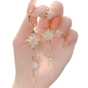 Glanzende lange oorhangers met zirkonia voor vrouwen bloemenontwerp luxe sieraden voor bruiloften en feesten 2