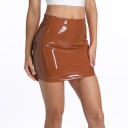 Glänzender Minirock mit hoher Taille für Damen G97 1