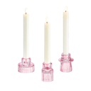 Glass Candle Holders Double-Sided Vintage Ribbed Set of 3 Mini Glass Candle Holders Table Decorations for Weddings, Festive Dinners 1