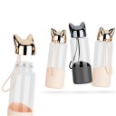 Glass Travel Drinking Bottle with Cat Ears Stainless Steel Cap with Carrying Strap Capacity 320 ml For Travel and Everyday Use 7