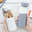 Glass Travel Water Bottle 400 ml Silicone Sleeve for Comfortable Grip Lid with Strap Dimensions 19.8 x 7 cm For Water with Fruit 5
