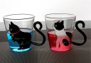 Glazen mok met kat J1605 6