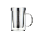 Glazen mok met theefilter 477 ml 120 x 81 mm borosilicaatglas met roestvrijstalen filter helder voor het zetten van thee 1