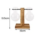 Glazen tafeldecoratie op houten voet 13,5 x 10 cm 2 verwijderbare bollen in de vorm van een gloeilamp Hydroponische teelt Woondecoratie 6