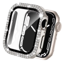 Glitter Case voor Apple Watch 45 mm Gehard glas schermbescherming Full frame beschermhoes voor Apple Watch Series 9 8 7 iWatch 2