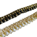 Glitterende kantlint met kralen 1 cm x 91 cm Decoratieve textiellint mengsel van polyester en katoen voor het naaien en versieren van kleding handgemaakte decoraties 1