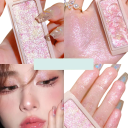 Glitterøjenskygge med spejl Highlighter-palette med spejl Langtidsholdbar glitterskygge Vandfast 5