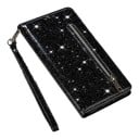 Glittrande fodral för Samsung Galaxy A55 Hållbart Fodral med dragkedja Kortfickor Handledsrem Ställfunktion Flip mobilfodral 8