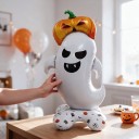 Globo de foil en forma de fantasma con calabaza en la cabeza No inflado 70 x 120 cm Inflado con aire Blanco y naranja Decoración de Halloween 6