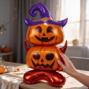 Globo inflable de calabaza con sombrero de bruja Decoración de Halloween 150 x 70 cm Globo de foil Naranja y morado Decoración para fiesta 5