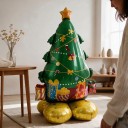Globo inflable de pie Árbol de Navidad con estrella y regalos Base con 4 patas 72 x 114 cm Verde y dorado Decoración para Navidad 6