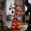 Globo inflable de pie Árbol espeluznante con búho, araña y fantasma 79 x 115 cm Marrón y naranja Decoración de Halloween para el hogar 6