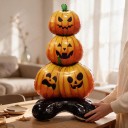 Globo inflable de pie Calabaza apilada con caras talladas 55 x 120 cm Naranja y negro Decoración de Halloween para el hogar y la tienda 6