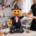 Globo Inflable de Pie Fantasma con Cabeza de Calabaza en Sombrero No Inflado 154 x 85 cm Naranja y Negro Decoración de Halloween 5