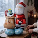 Globo inflable de pie Santa Claus con saco de regalos y bastón de caramelo 89 x 105 cm Rojo y azul Decoración navideña para el hogar y la tienda 3
