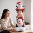 Globo inflable de pie Santa Claus, reno y muñeco de nieve, 3 figuras apiladas, 51 x 150 cm, rojo, blanco y marrón, decoración navideña 3