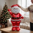 Globo inflable de pie Santa Claus saludando con gafas 90,5 x 155,5 cm Rojo y blanco Gran decoración navideña para el hogar y la tienda 5