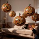Globos Inflables de Halloween Calabaza 10 pcs Calabaza Zombie Marrón con Ojos Saltones y Manchas de Sangre Marrón Verde y Roja para Fiesta 5