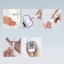 Glucomètre pour la mesure de glucose 20–600 mg/dL 1,1–33,3 mmol/l 500 mémoires test de 5s échantillon 0,6 μl Kit de 50 bandes et 50 lancettes avec stylo de prélèvement Sans batterie 3