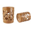 Gobelet en bambou pour brosses à dents 10,5 cm de diamètre 7–8 cm Support écologique avec trous de drainage Organisateur de salle de bain à séchage 2