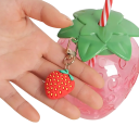 Gobelet en plastique pour boissons avec paille en forme de fraise 500 ml Bouteille en plastique rose avec couvercle en forme de feuille pour boissons 3