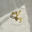 Gold Cake Topper in Acrylic 9 x 8.9 cm Decoration with the Inscription Girl or Boy Baby Arrival Celebration 2