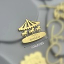 Gold Carousel Cake Decoration Happy Birthday 4.7 cm Birthday Cake Decoration Children's Celebration Cheerful Decoration Sweet Bar 2