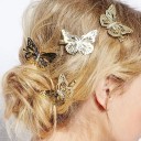 Gold Hair Clips with Butterflies - 6 pcs 2