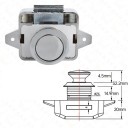 Gombos bútorzár 26 mm ajtókhoz 15–27 mm cinkötvözetből készült lakókocsi zár, amely megakadályozza az ajtók kinyitását szekrényekhez és ajtókhoz 6