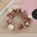 Gomma per capelli in peluche con perle 4