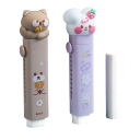 Gomme rétractable en forme de personnages mignons Gomme à effacer pour crayons avec mécanisme rétractable pour filles et garçons Gomme à effacer avec motif d'animaux 10,5 x 2 cm 2