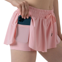 Gonna corta da donna con pantaloni interni e tasche, in tinta unita, in poliestere e spandex, gonna estiva elastica 20