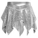 Gonna da danza per ragazze con orlo irregolare a punta, gonna mini con paillettes e vita elastica a forma di V per jazz e coreografie moderne 1