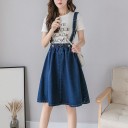 Gonna di jeans da donna con spalline 1