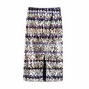 Gonna lunga aderente da donna con paillettes Motivo a losanghe multicolore a strisce Vestibilità aderente dritta con lunghezza sotto il ginocchio 2