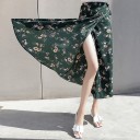 Gonna lunga da donna avvolgente con motivo floreale e alto spacco Legaccio in vita Leggero chiffon fluente Per le calde giornate estive 2