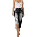 Gonna lunga in denim da donna A1173 6