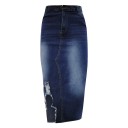 Gonna lunga in denim da donna A1173 2