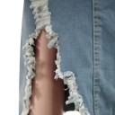 Gonna lunga in denim da donna con spacco sfilacciato davanti Taglio aderente Effetto sbiadito e dettagli strappati Cotone e poliestere 8