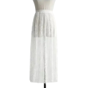 Gonna lunga in pizzo e tulle con vita elastica alta Gonna trasparente elegante lunghezza 80 cm Gonna a strati per donne per servizi 3