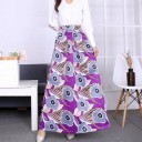 Gonna lunga maxi da donna con motivo Taglio a A con pieghe Vita alta e larga Tasche laterali Misura elasticizzata in poliestere e elastan 21