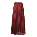 Gonna lunga plissettata da donna con lucentezza metallica Vita elastica arricciata Delicate pieghe Taglio fluido Materiale in poliestere 6