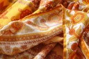 Gonna maxi da donna con motivo floreale arancione Vita arricciata Parte inferiore a volant con bordo ornamentale Cotone e seta artificiale 4