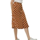 Gonna midi da donna con puntini bianchi Taglio ad A Righe di bottoni davanti Tasche laterali oblique Colore marrone Poliestere Lunghezza sotto 2